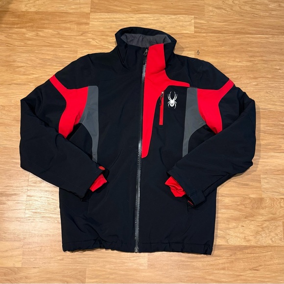 Spyder Cannon Red Black Full Zip 10K Cold Weather Ski Jacket Men’s Size S EUC - Picture 1 of 9